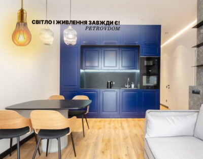 Modern apartment in dark blue colours in RC ”Yaroslaviv Grad”